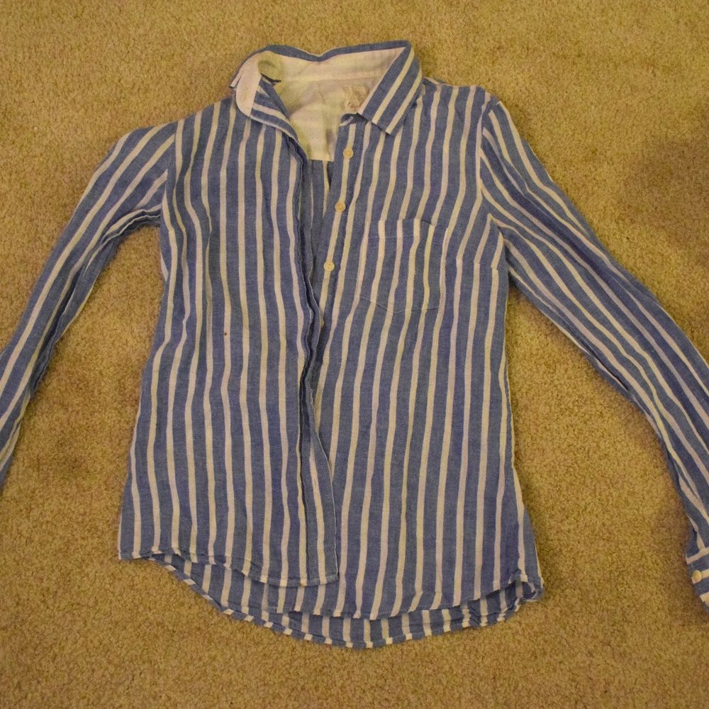 Blue and White Striped Button Down